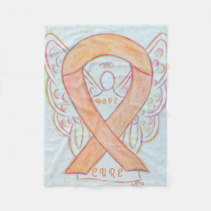 Peach Awareness Ribbon Angel Hoffnung und heilen B Fleecedecke