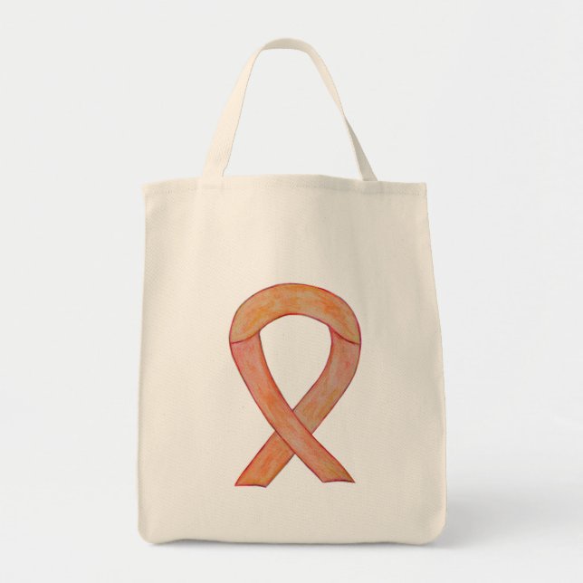 Peach Awareness Ribbon Custom Art Toag Tragetasche (Vorne)