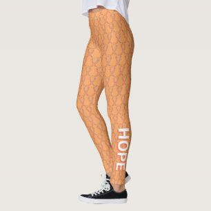 Peach Awareness Ribbon Custom Words Art Leggings