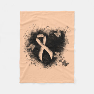 Peach Awareness Ribbon Grunge Herz Fleecedecke