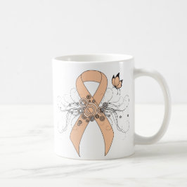 Peach Awareness Ribbon mit Butterfly Kaffeetasse