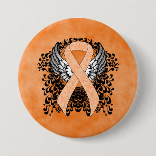 Peach Awareness Ribbon mit Flügeln Button