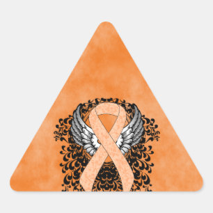 Peach Awareness Ribbon mit Flügeln Dreieckiger Aufkleber