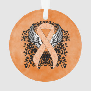 Peach Awareness Ribbon mit Flügeln Ornament