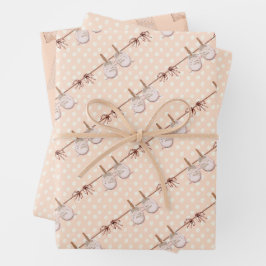 Peach Baby Bow Dusche Geschenkpapier Set