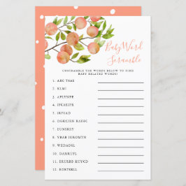 Peach Baby Dusche Word Scramble Game