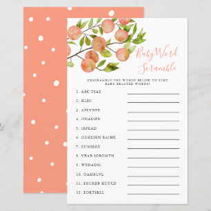 Peach Baby Dusche Word Scramble Game