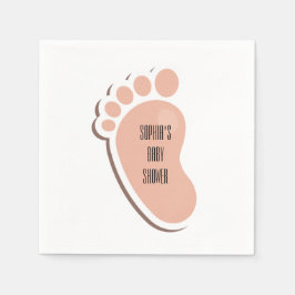 Peach Baby Footprint Baby Dusche Serviette