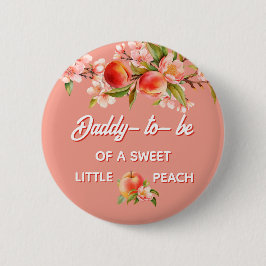 Peach Baby Shower Family Dad Button