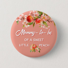 Peach Baby Shower Family Mom Button