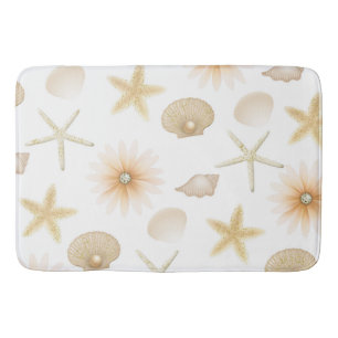 Peach Beach Seashells & Blume Modernes Glam Badematte