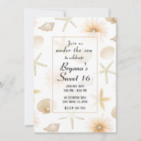 Peach Beach Seashells & Blume Modernes Sweet 18
