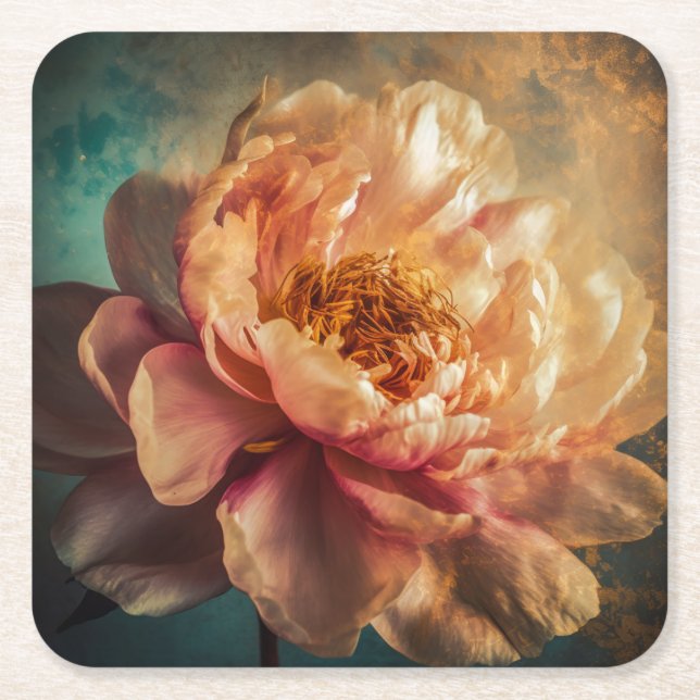 Peach Beauty Rechteckiger Pappuntersetzer (Vorderseite)