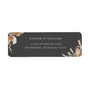Peach beige Aquarell floral return address label