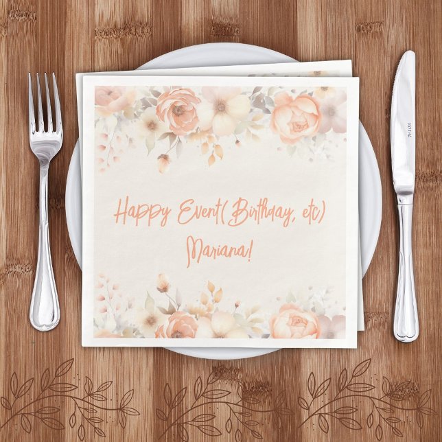 Peach Beige Blume Floral Party Napkins Serviette (Von Creator hochgeladen)