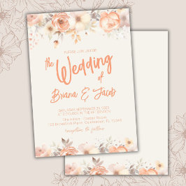 Peach Beige Ivory Floral Wedding Einladung
