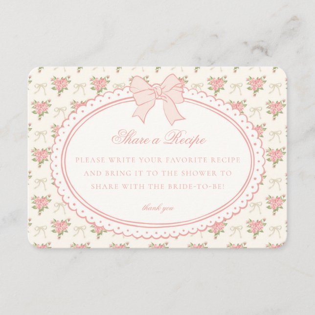 Peach Beige Vintage Fancy Floral Share Recipe Begleitkarte (Vorderseite)