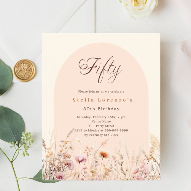 Peach beige Wildblume 50. Geburtstagsfeier (Von Creator hochgeladen)