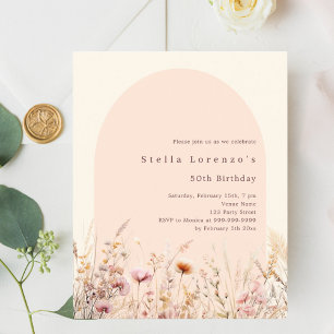 Peach beige Wildblume Budget Geburtstagsausschreib
