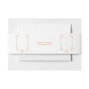 Peach Bells Scrollwork Design Wedding Einladungsbanderole