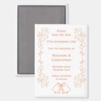 Peach Bells Scrollwork Wedding Save the Date
