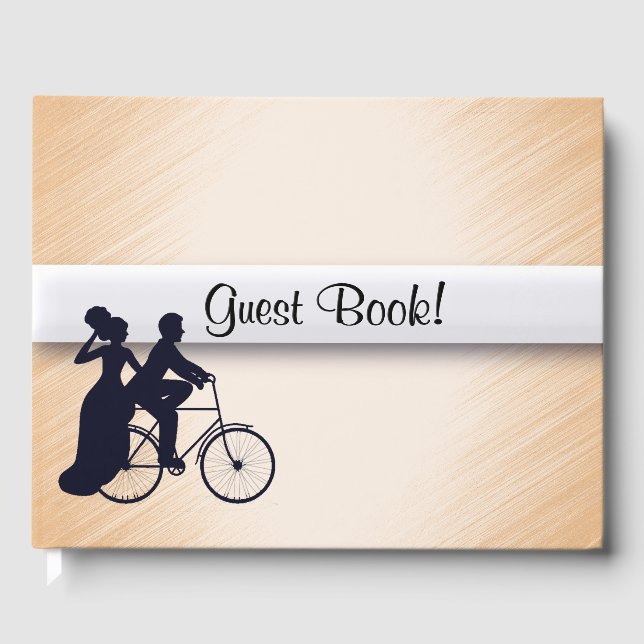 Peach Bicycle Wedding Guest Book Gästebuch (Vorderseite)
