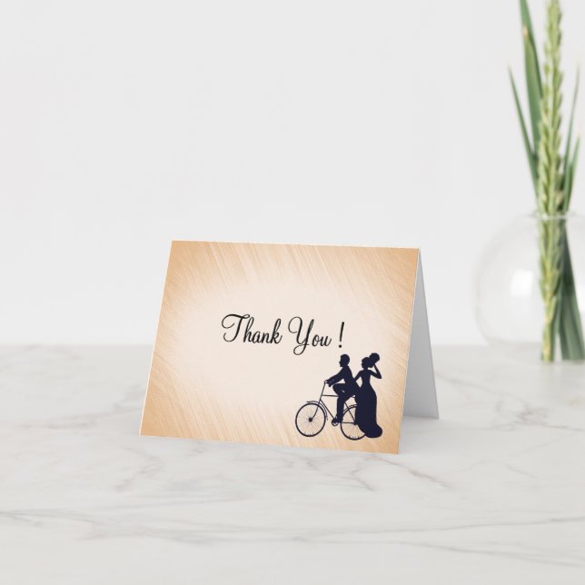 Peach Bicycle Wedding Vielen Dank, dass Sie nicht  Dankeskarte (Vorderseite)
