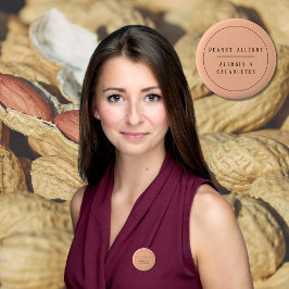 Peach Bilingual Peanut Allergary Alert Spanisch Button