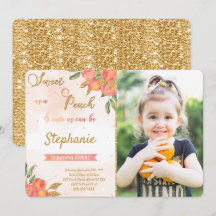 Peach Birthday Foto Einladungen