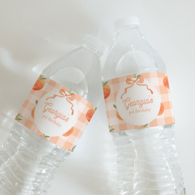 Peach Birthday Water Flasche Labels Wasserflaschenetikett (Von Creator hochgeladen)