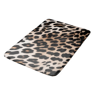 Peach Black Cream Leopard Badematte