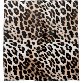 Peach Black Cream Leopard Duschvorhang