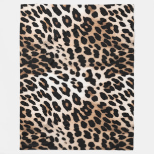 Peach Black Cream Leopard Fleecedecke