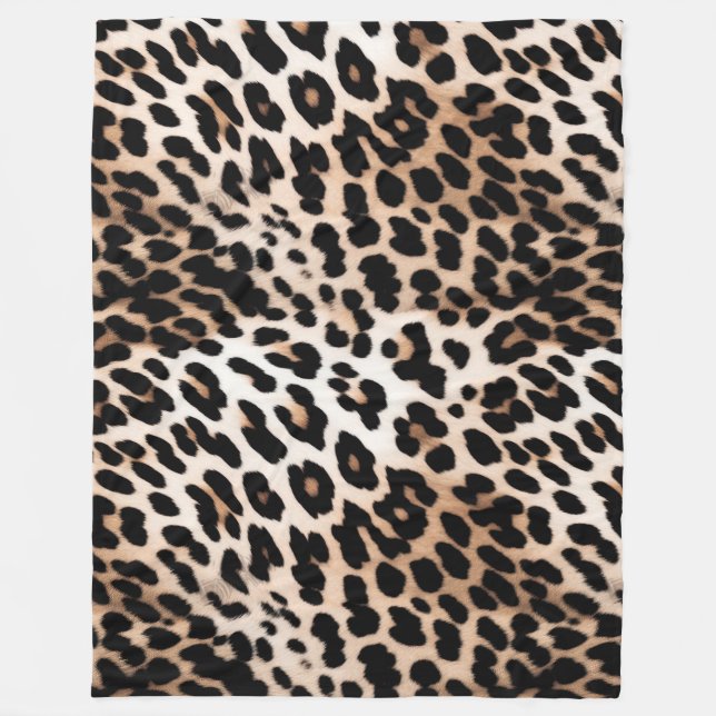Peach Black Cream Leopard Fleecedecke (Vorderseite)