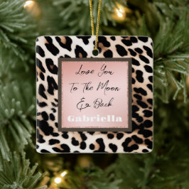 Peach Black Cream Leopard Keramikornament