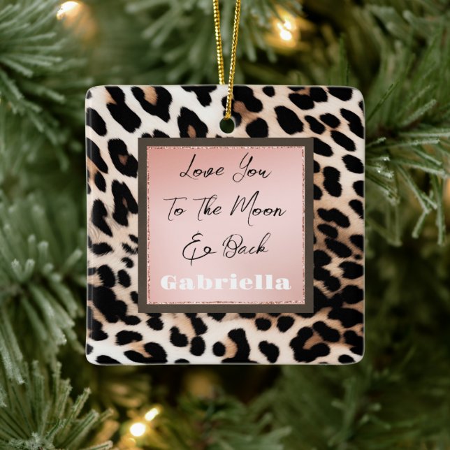 Peach Black Cream Leopard Keramikornament (Baum)