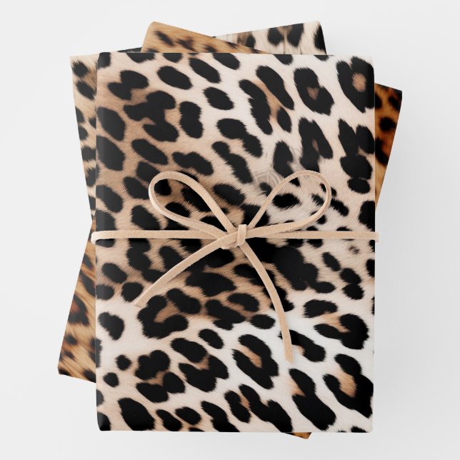 Peach Black Cream Leopard Wedding Geschenkpapier Set (Beispiel)