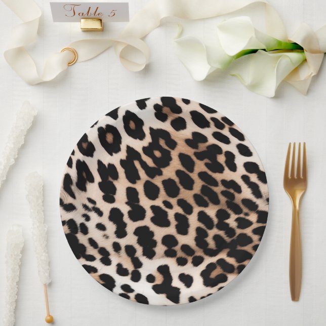 Peach Black Cream Leopard Wedding Pappteller (Hochzeit)
