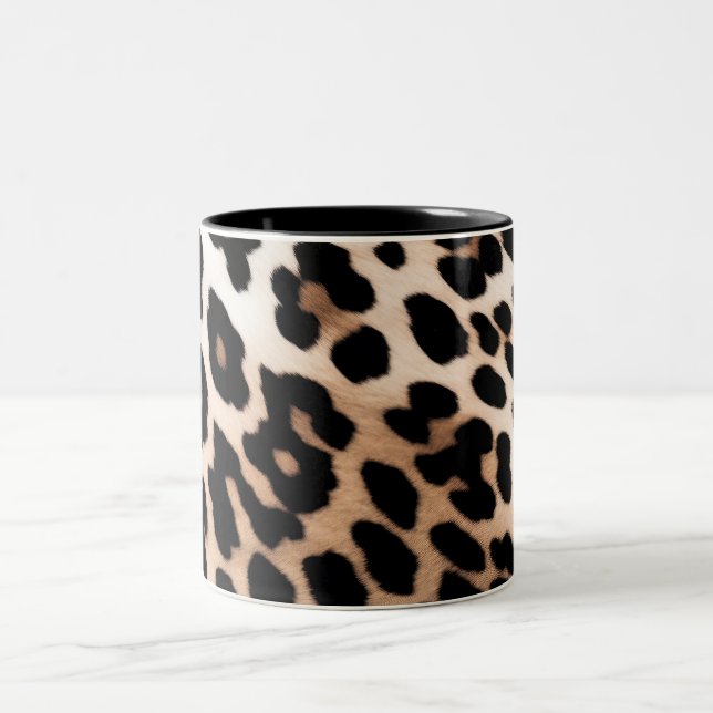 Peach Black Cream Leopard Zweifarbige Tasse (Mittel)