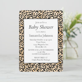 Peach Black Leopard Print Einladung