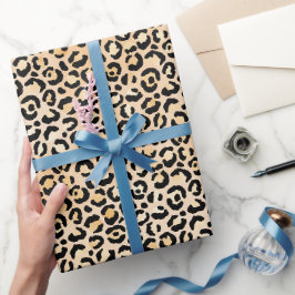 Peach Black Leopard Print Geschenkpapier