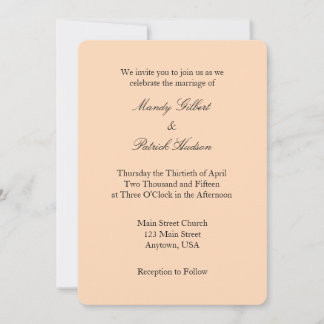 Peach Black Schlicht Simple Wedding Einladung