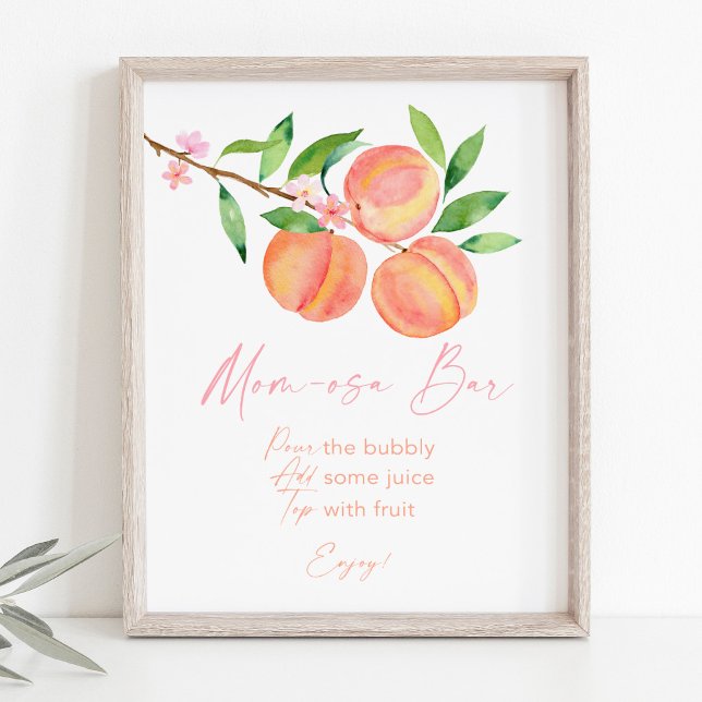 Peach Blossom Babydusche Mimosa Bar Zeichen Poster (Von Creator hochgeladen)