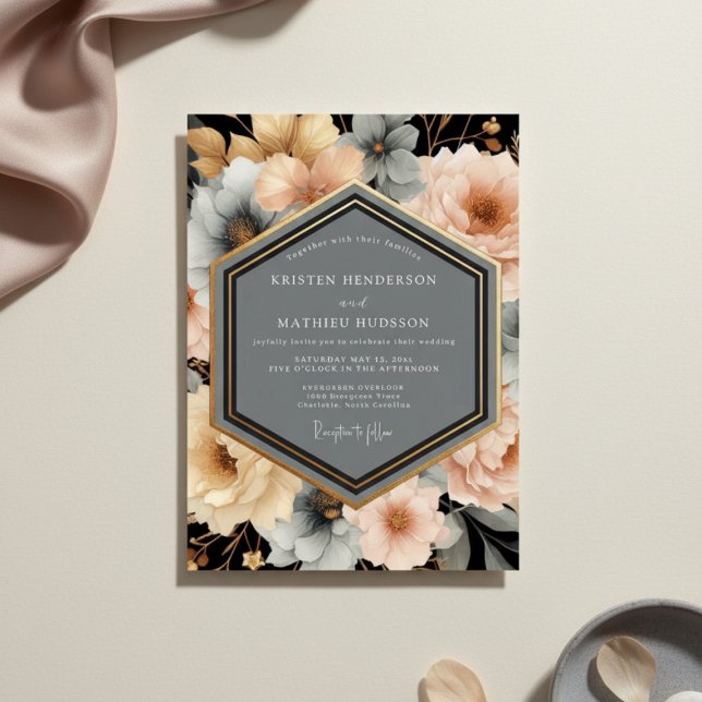 Peach Blossom Botanical Romance Wedding Einladung (Von Creator hochgeladen)