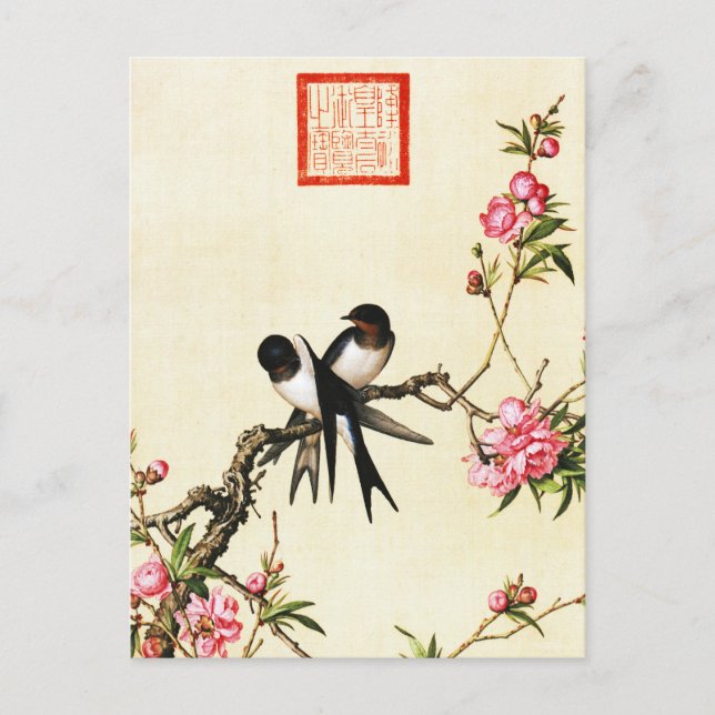 Peach Blossom Fine Art Postkarte (Vorderseite)