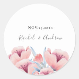 Peach Blossom | Floral Wedding Einladung Umschlag Runder Aufkleber