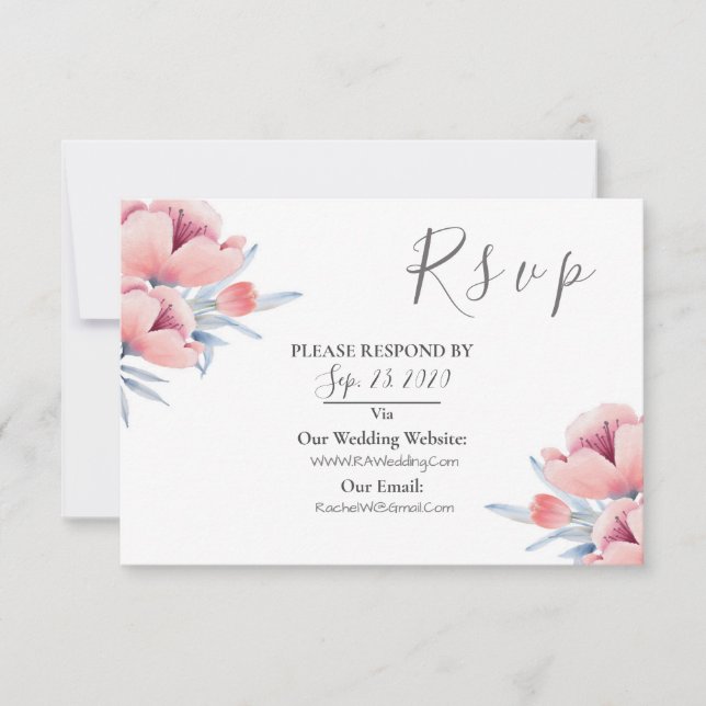 Peach Blossom | Floral Wedding RSVP (Vorderseite)