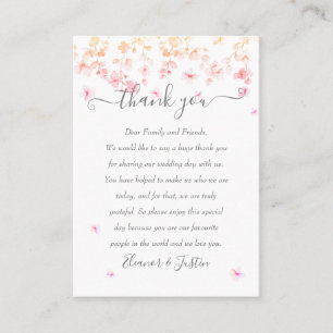 Peach Blossom Floral Wedding Vielen Dank Platzkarte