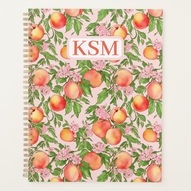 Peach Blossom Monogram Day Planner Planer (Vorderseite)