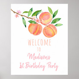 Peach Blossom One Sweet Peach Geburtstag Begrüßung Poster